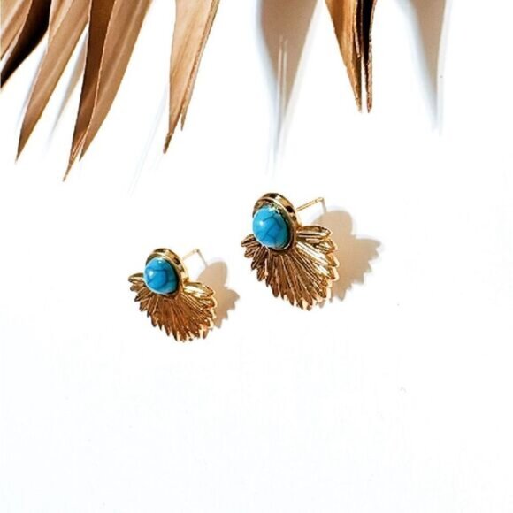 Gold vintage stud earrings N442 - Picture 4 of 5